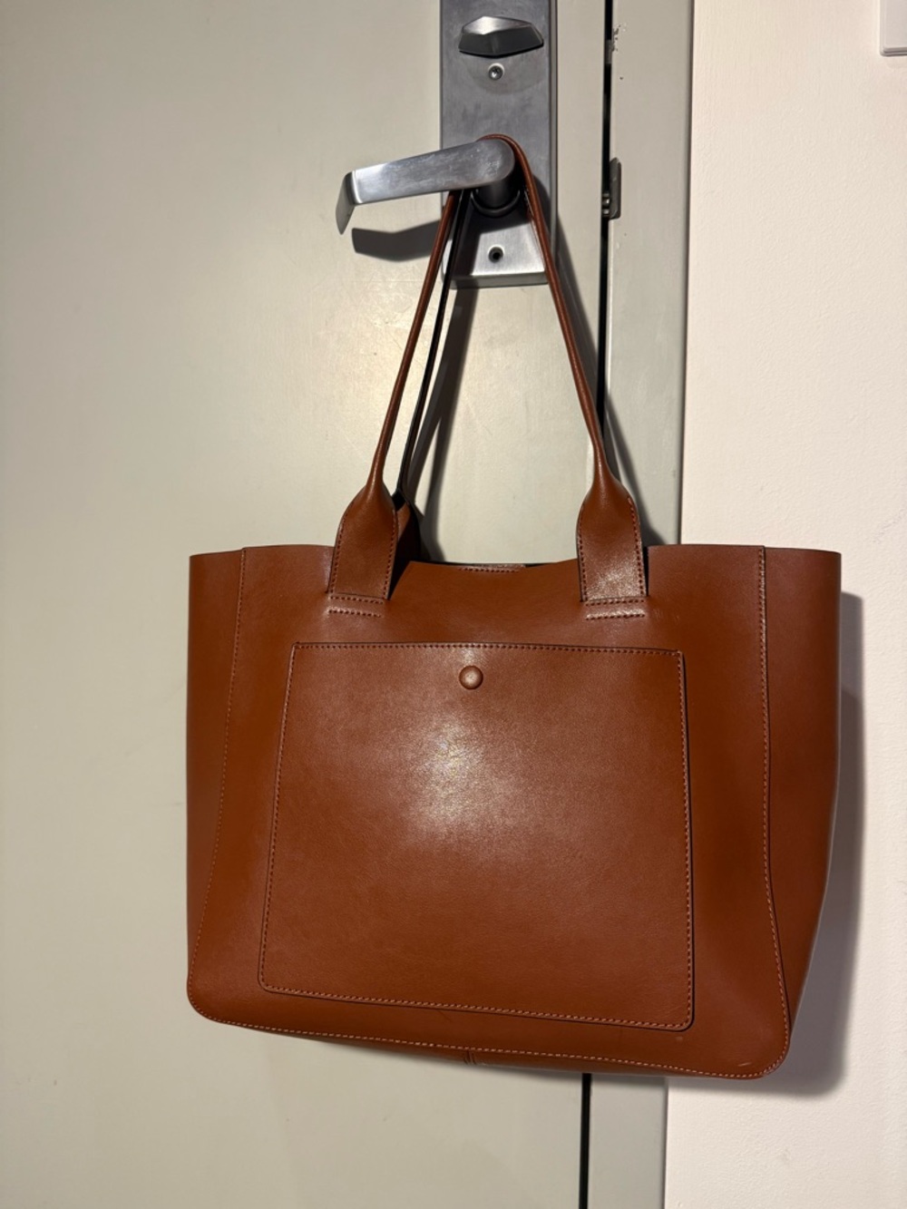 Banana Republic Cognac Leather Tote with Front Slip Pocket